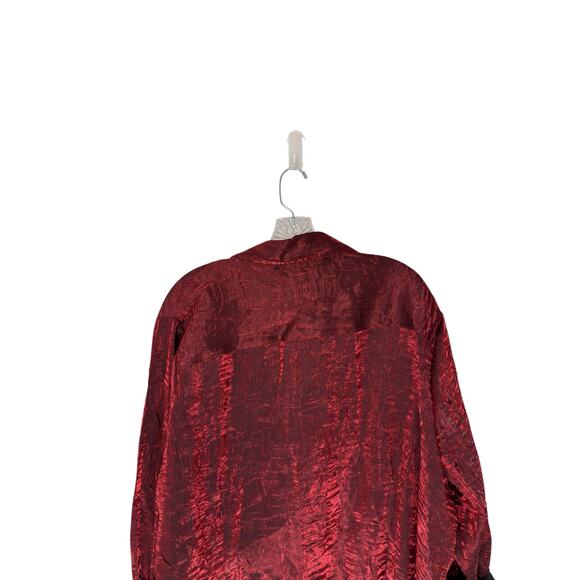 NY Collection Women Button Down Blouse Plus Red Holiday Christmas Festive 3X - Picture 9 of 12